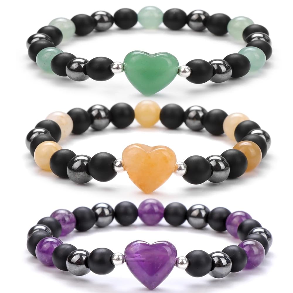 Natural Heart Shaped Amethyst Stone Beads 10mm Loose Crystal Healing Beads for DIY Necklace Bracelet Making Gemstone Craft Supplies