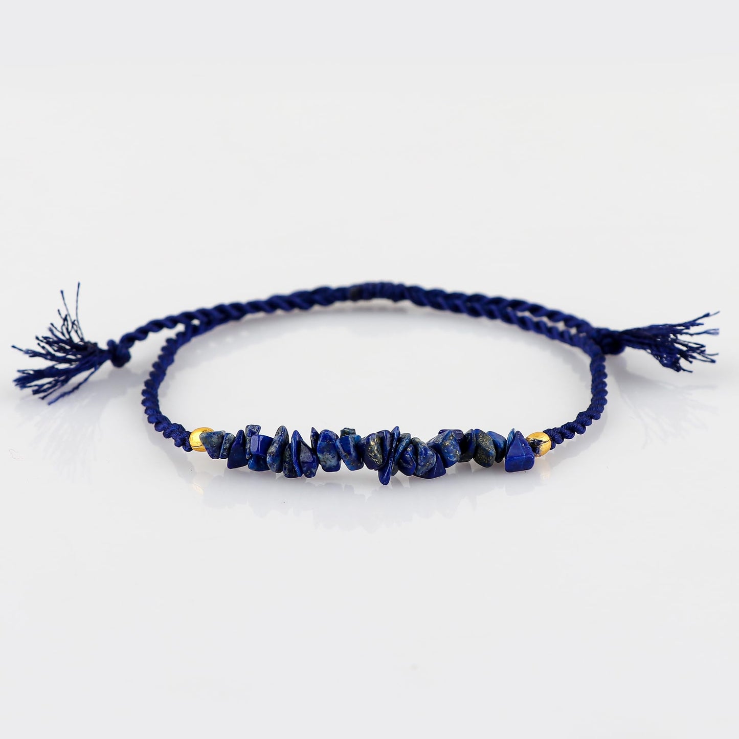 TGH Natural Lapis Lazuli Chips Braided Bracelet Healing Birthday Resizable Hand Braid Rope Thread Protection Bracelet for Men Women Gemstone Jewelry 7 inch Christmas Gift (Lapis Lazuli)