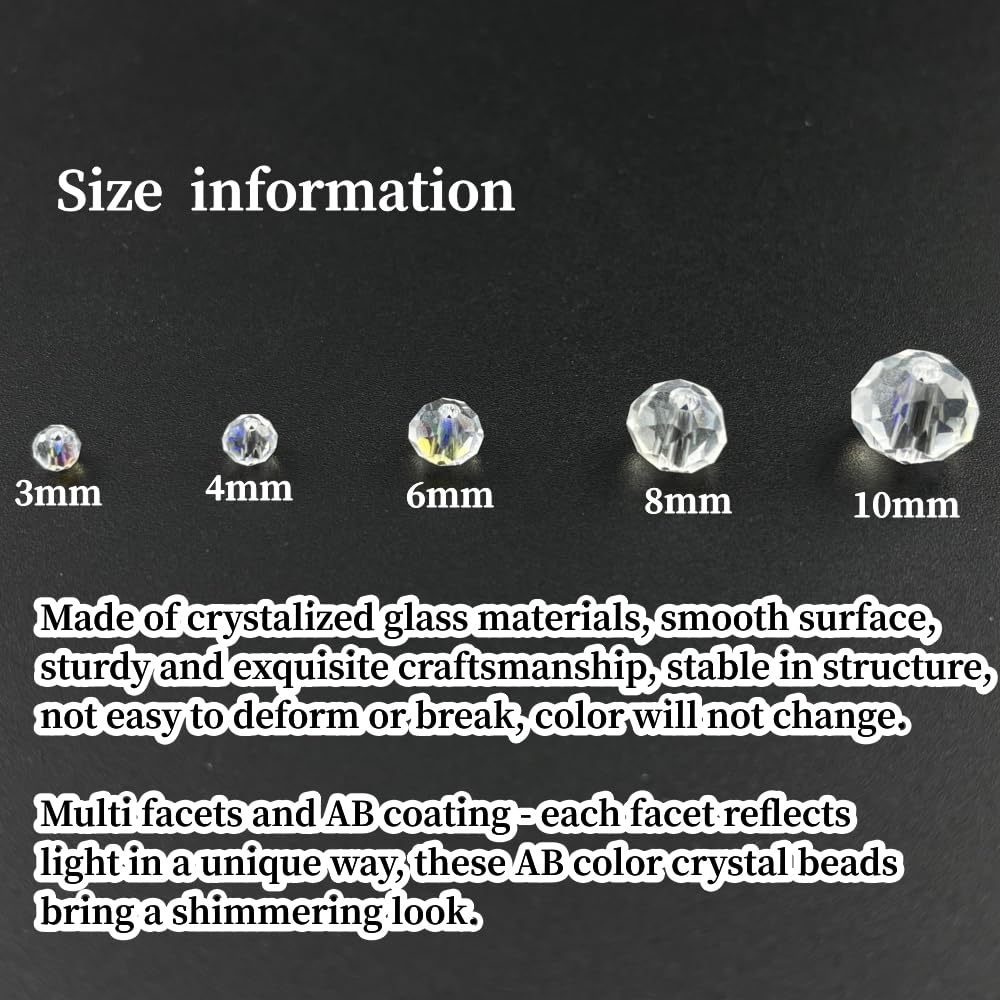 YHYPOCI 400pcs 4mm Crystal Glass Beads for Crafts Faceted Rondelle Glass Beads for Jewelry Making Crystal Spacer Beads for Necklaces Bracelets Earrings DIY Craft(Crystal AB)
