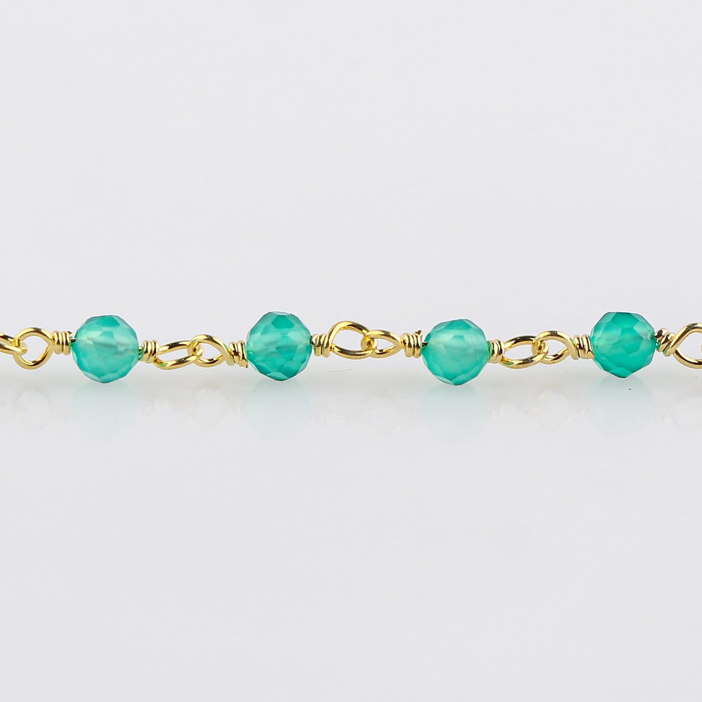 CRYSTALINES Natural Green Onyx Gemstone Cluster Bracelet, 14K Gold Plated Rosary Chain Beads, Handmade Bohemian Jewelry for Women, Healing Crystals, Birthday Christmas Gifts