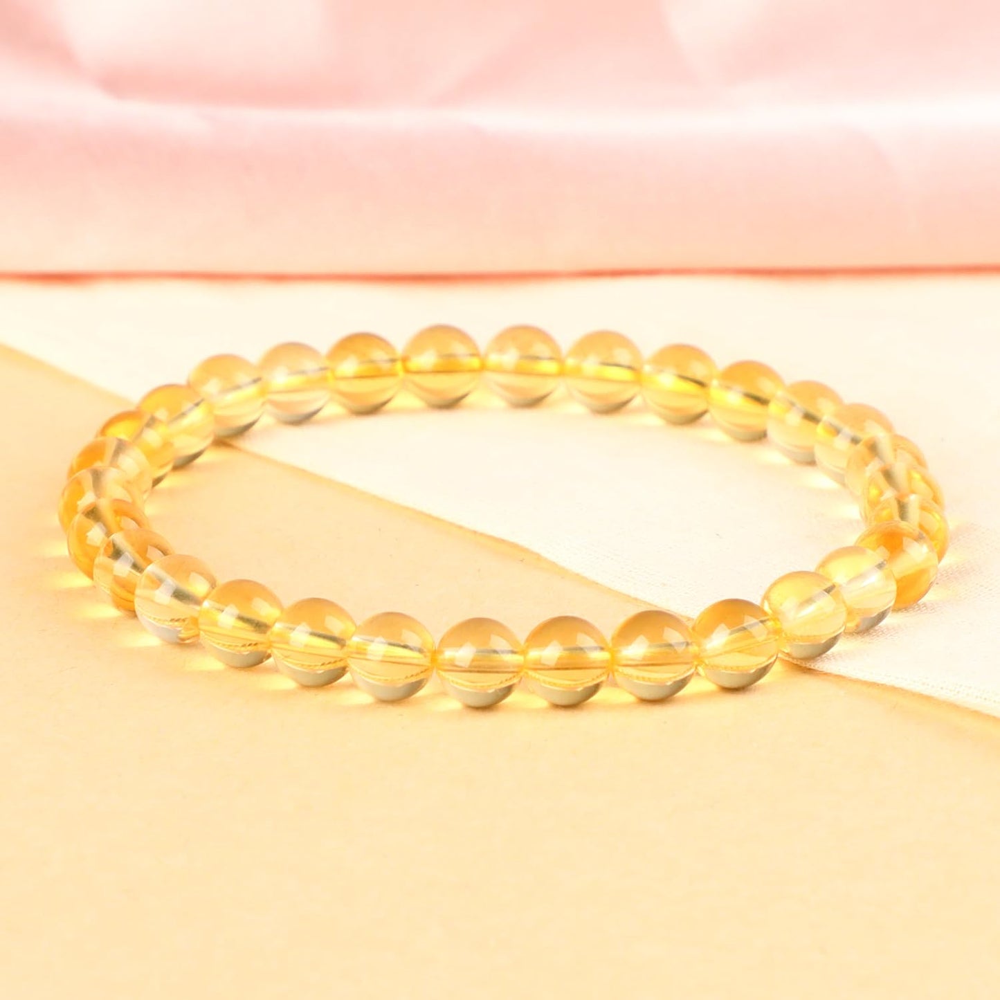 LPBeads Handmade Natural Gemstone Stretch Elastic 6mm Citrine Bracelet Healing Crystal Round Stone Beads Jewelry Gifts for Women Men