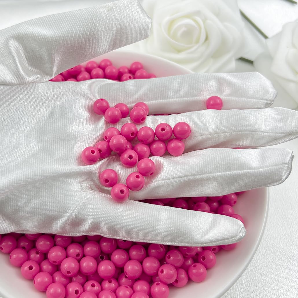 Mulutoo 400Pieces 8MM Acrylic Round Beads Round Acrylic Balls Chunky Beads Smooth Spacer Plastic Pastel Beads Craft Beads for Necklace and Bracelet Making Crafting Supplies(182-rose red)