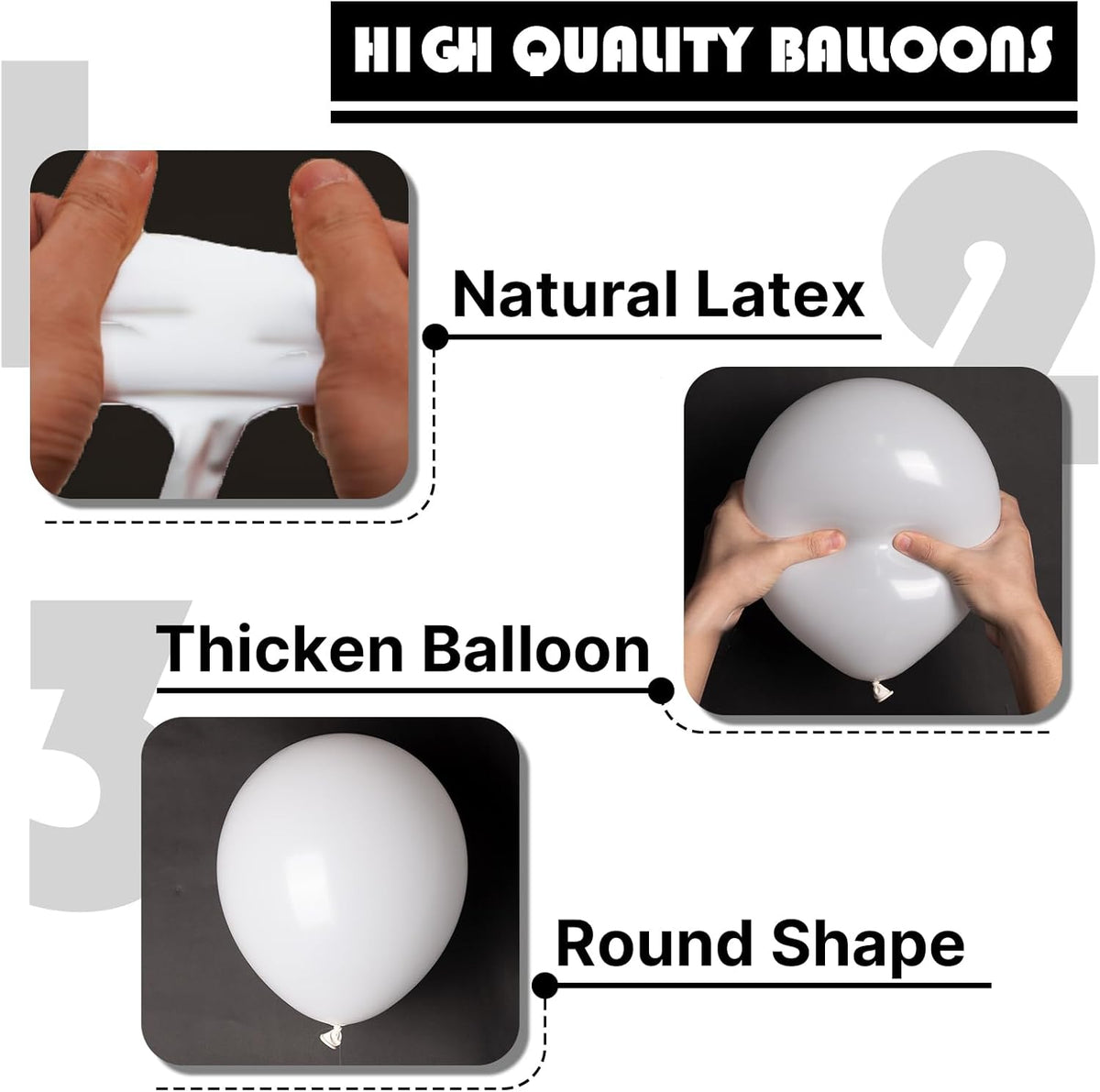 PartyWoo White Balloons - 100-Piece Matte Latex Balloon Arch Kit | 5-12 Inch Sizes for Weddings, Graduations & Parties