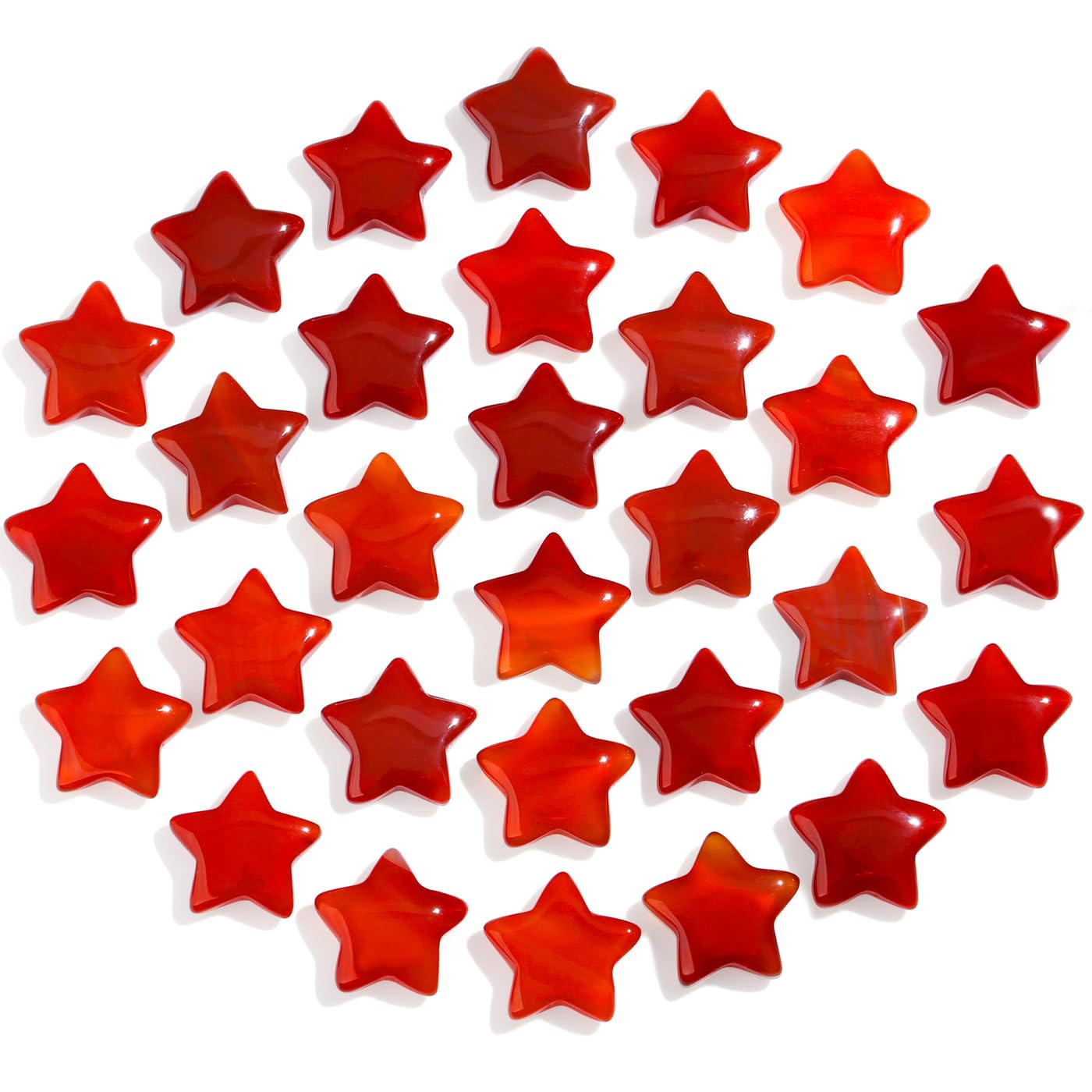 DUQGUHO 20 Pcs Red Carnelian Crystals Star Crystal Set Natural Healing Crystal Bulk Polished Stone Pocket Palm Protection Sacred Meditation Energy Reiki Balancing Gift