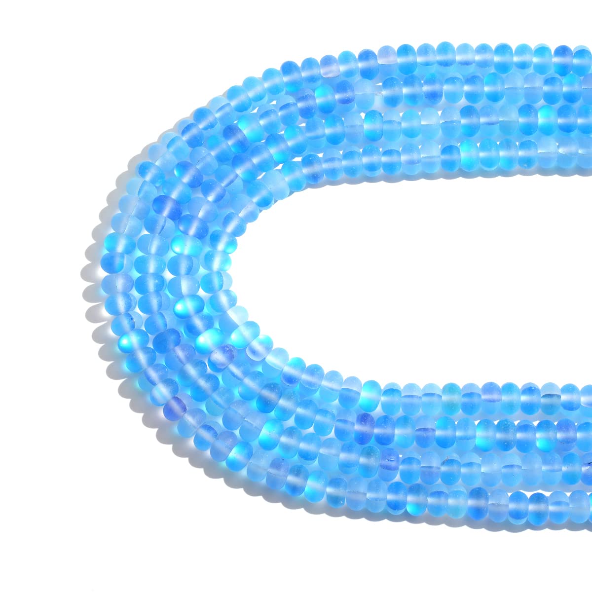 4×6mm Dark Blue Matte Aurora Crystal Glass Beads Loose Rondelle Disc Beads Frosted Moonstone for Jewelry Making