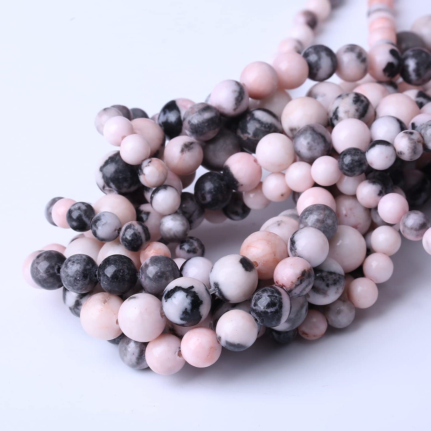 36PCS 10MM Natural Pink Zebra Jaspers Beads Round Loose Stone Beads for Jewelry Making DIY Energy Stone Healing Power Bracelet 15"