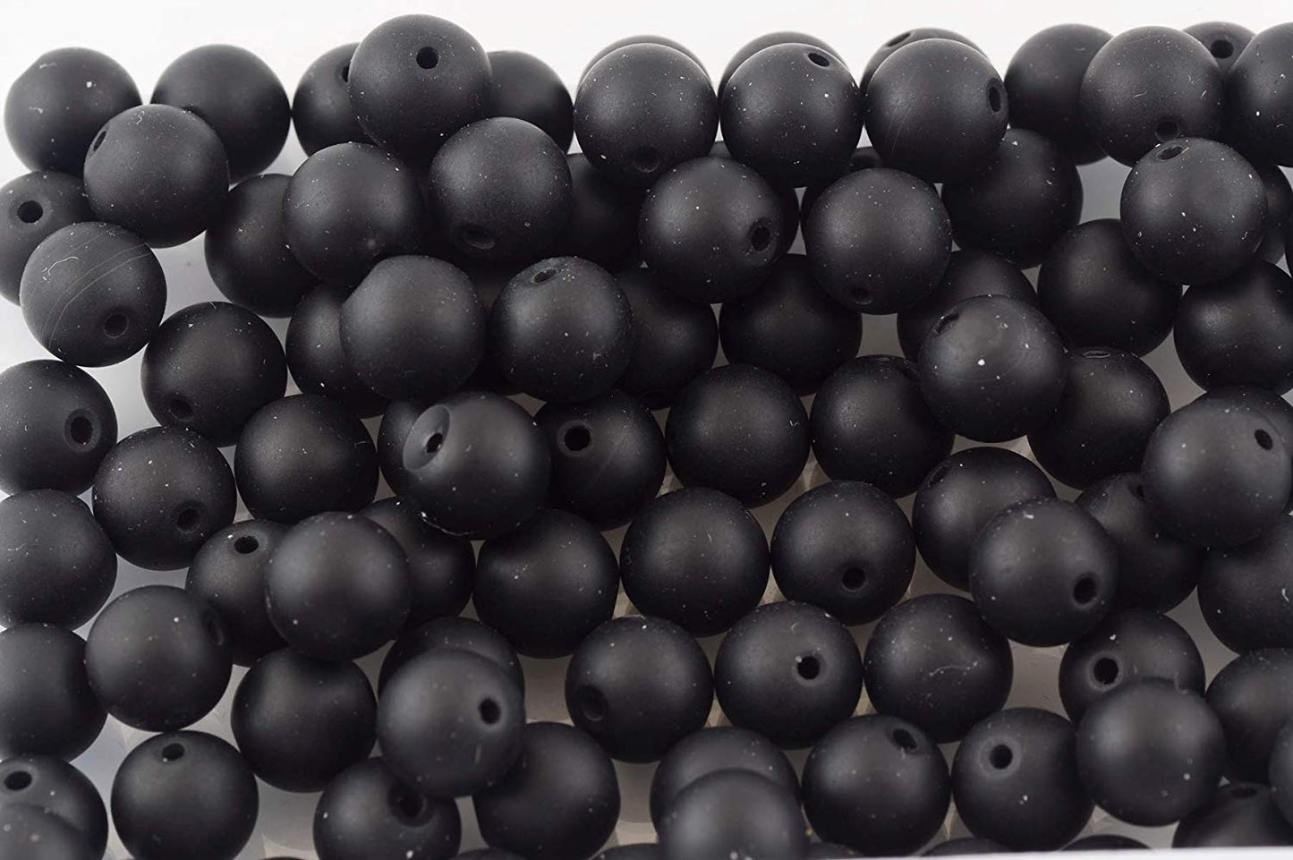 Natural Stone Beads 100pcs 10mm Matte Black Onyx Agate Dull Polish Round Real Stone Beading Loose Gemstone DIY Smooth Beads for Bracelet Necklace Earrings Jewelry Making (Matte Black Onyx, 10mm)