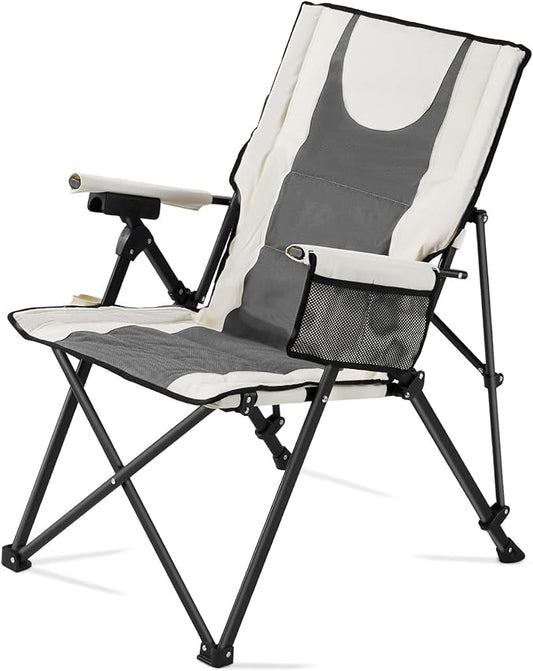 VEVOR Heated Camping Chair, 3 Heat Settings, High Back Folding Camping Chair, Supports 260lbs, Full Padded Beach Chairs with Armrest & Cupholder, Portable Lawn Chairs for Outdoor Sports Travel