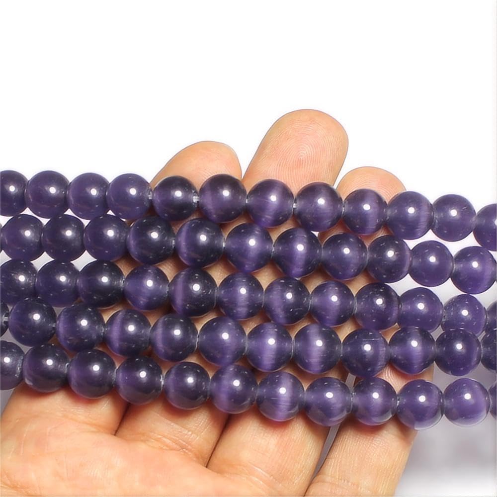 MJDCB 105pcs Purple Cat Eye Stone Beads 10mm Round Crystal Loose Bead for Jewelry Making DIY Bracelets Necklace Accessories