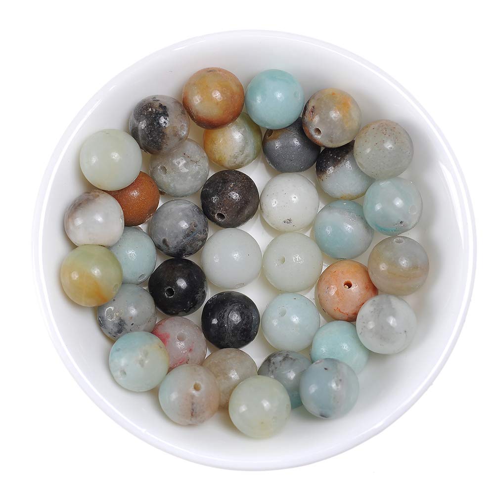 Natural Stone Beads 8mm Amazonite Gemstone Round Loose Beads Crystal Energy Stone Healing Power for Jewelry Making DIY,1 Strand 15"