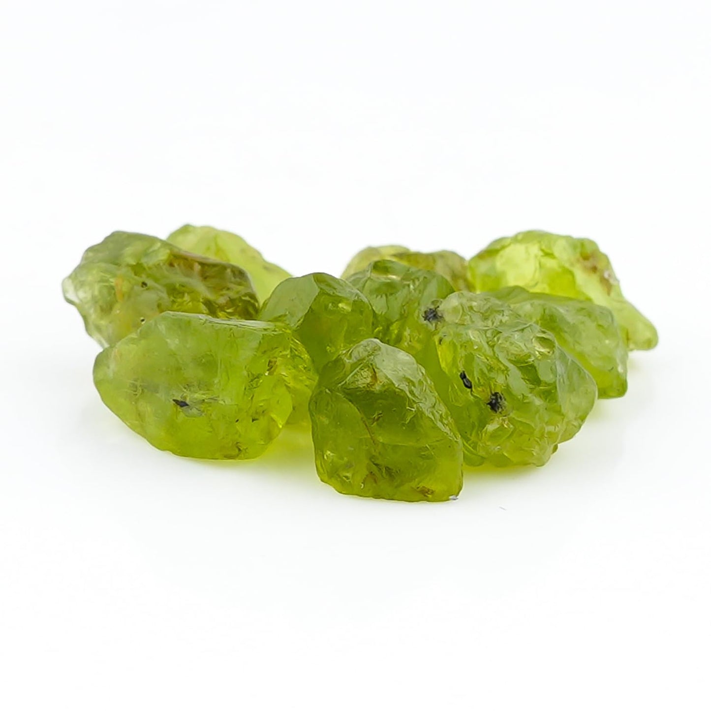 ColouredRocks 30 carats. PERIDOT Crystals, Raw Stones, Rough Gemstones, Jewelry Making Supply, Cabbing, Polishing, Cutting, DIY, Crafts (8-9 pcs.) (5-6 mm.)