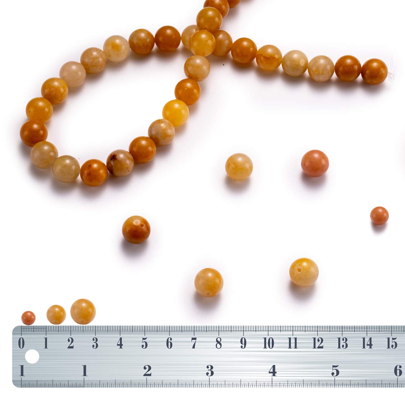 BEADIA Natural Yellow Jade Stone Round Loose Semi Gemstone Beads for Jewelry Making 8MM 44PCS