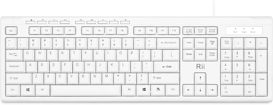 Rii RK907 10/8 7 Ultra-Slim Compact USB Wired Keyboard for Mac and PC,Windows / / Vista/XP(White)