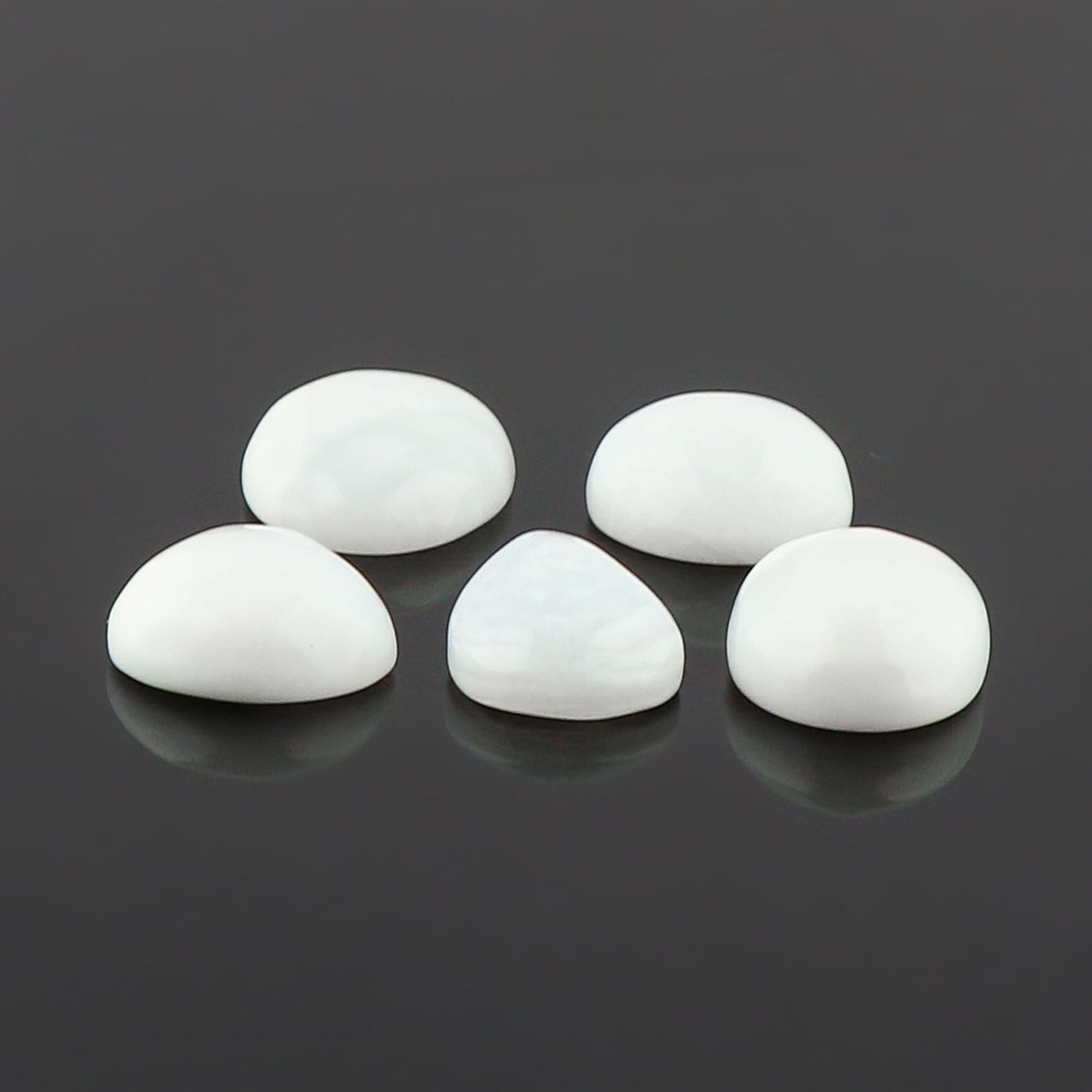CRYSTALINES 5pcs, Wholesale White Opal Crystals Cabochons, Natural Flatback Gemstones, Bulk Polished Healing Stones, Loose Supplies for Jewelry Making, Wire Wrapping, Gem Collection