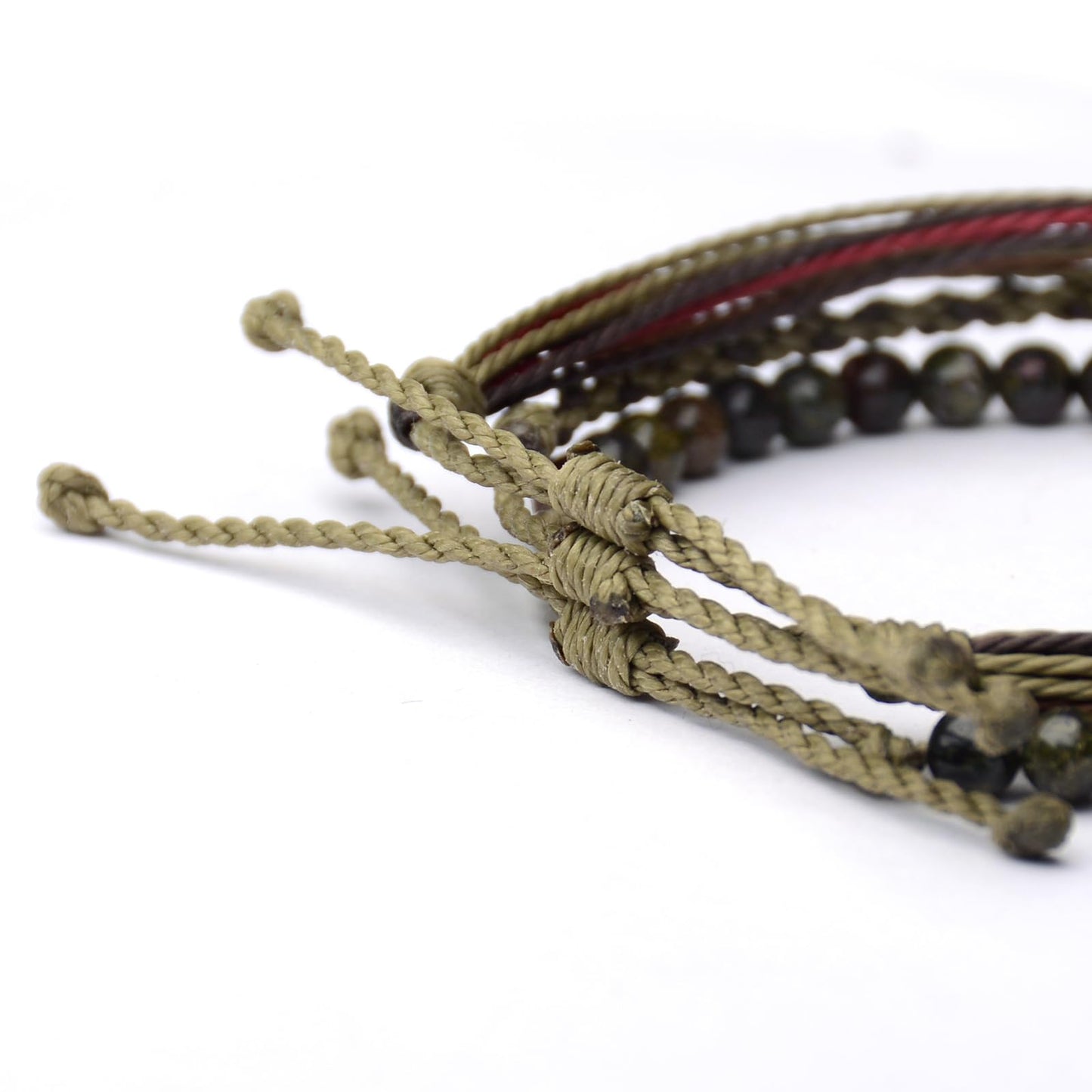 Handmade Natural Stone Beaded Healing Bracelet Gift for Men Adjustable Rope String Bracelet (Dragon blood stone, Adjustable)