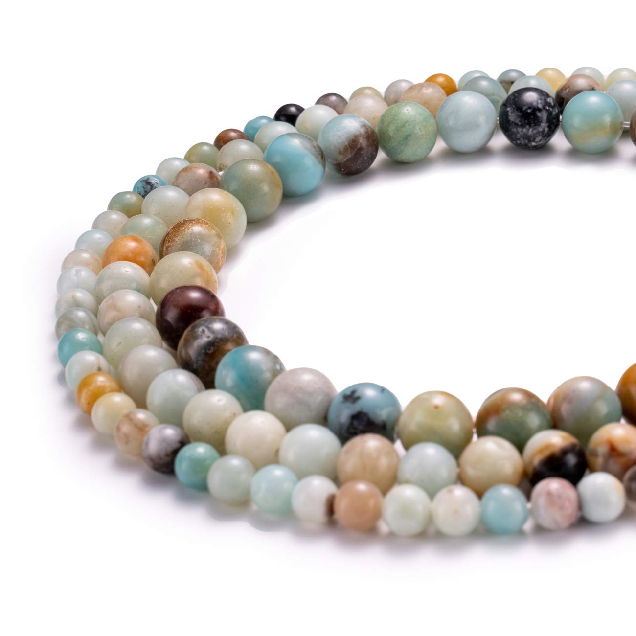 BEADIA Natural Amazonite Jade Stone Round Loose Semi Gemstone Beads for Jewelry Making 6MM 61PCS