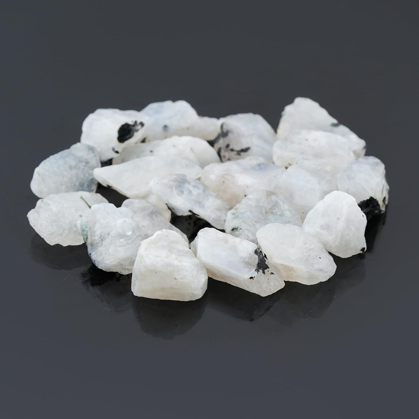 ColouredRocks 20pcs. Tourmilated Moonstone Crystals, Raw Stones, Rough Gemstones, Jewelry Making Supply, Cabbing, Polishing, Cutting, DIY, Crafts (200+ carats.) (14-18mm)