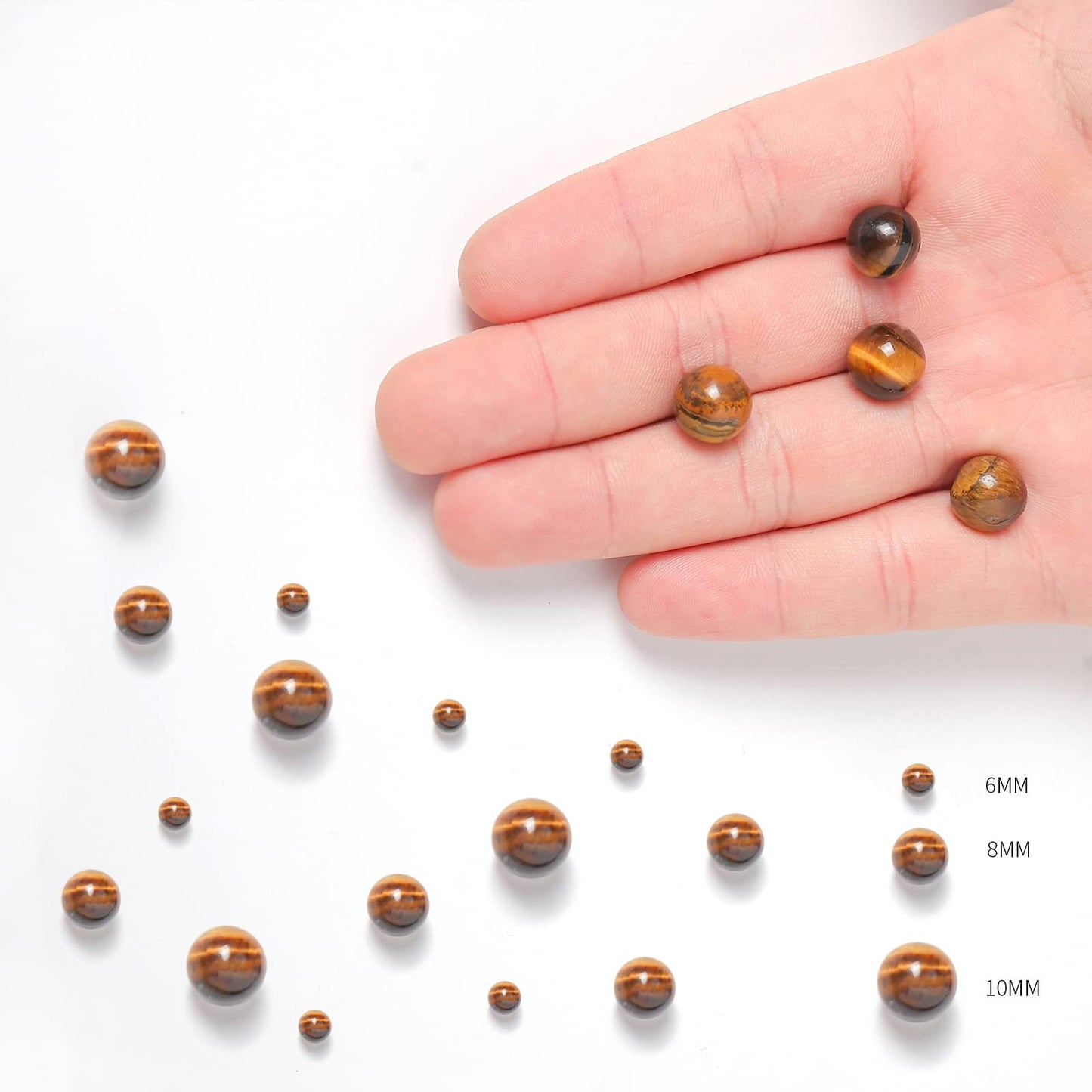 45pcs 8mm Natural Yellow Tiger Eye Gemstone Beads Energy Healing Crystal Round Loose Stone Beads for Jewelry Making, DIY Bracelets Necklaces