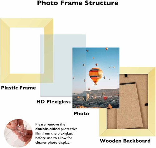JCJMY Gold 3x4 Picture Frame - Wall Hanging & Tabletop Display with Shatter-Resistant Plexiglass