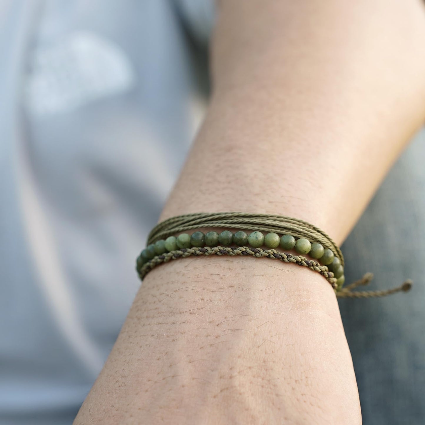 Handmade Natural Stone Beaded Healing Bracelet Gift for Men Adjustable Rope String Bracelet (Southern jade, Adjustable)
