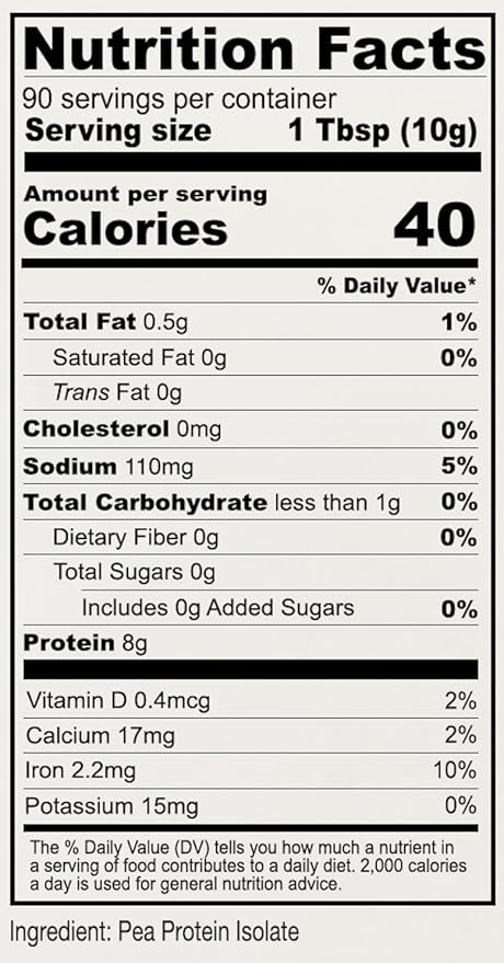 Anthony's Premium Pea Protein, 2 lb, Plant Based, Gluten Free, Unflavored, Vegan, Keto Friendly, Made from Peas