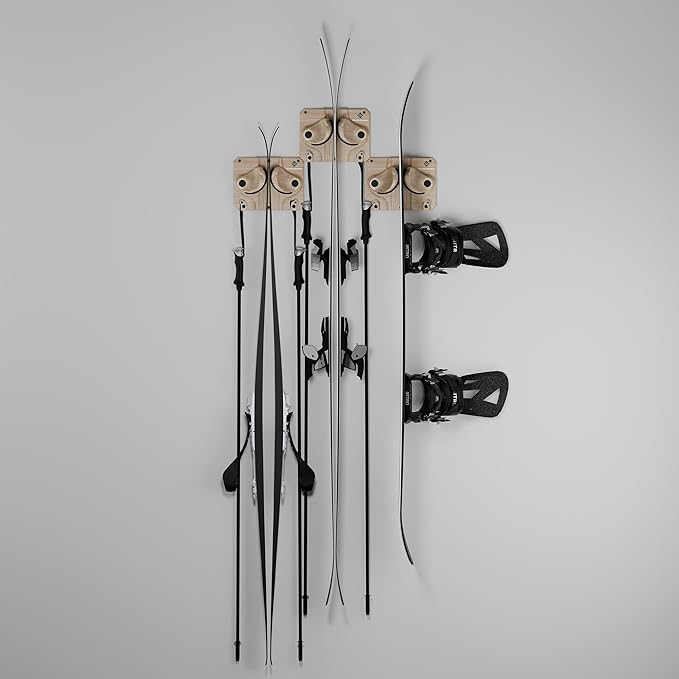 Ultimate Ski & Snowboard Wall Rack | Secure, Non-Slip Storage | Fits Any Ski/Board | Garage Organization | Ski Storage Rack | Snowboard Storage Rack | Winter Gear Organizer | 3 Pck
