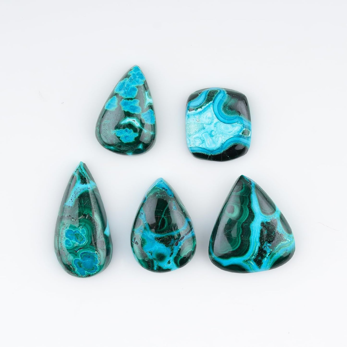 ColouredRocks 5pcs, 16-22mm, AZURITE MALACHITE, Mix Shape, Natural Cabochon Crystals, Loose Gemstone, Wholesale Polished Supply, Jewelry Making, DIY Craft, Gem Collection
