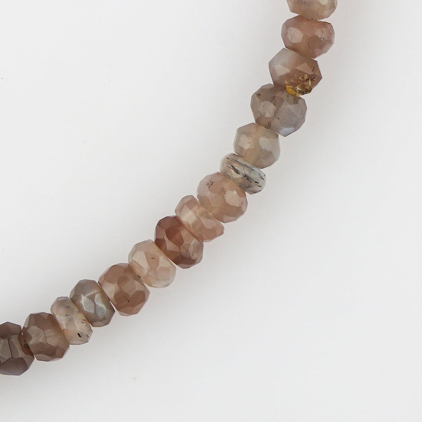 CRYSTALINES Natural Grey Moonstone Dainty Bracelets, Shaded Gemstones Beads, June Birthstone, Chakra Healing Crystals, Handmade Bracelet, Women Jewelry, Silver Chain, A Grade, 8"