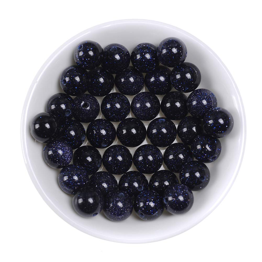 Natural Stone Beads 14mm Blue Sand Stone Round Loose Beads Crystal Energy Stone Healing Power for Jewelry Making DIY,1 Strand 15"