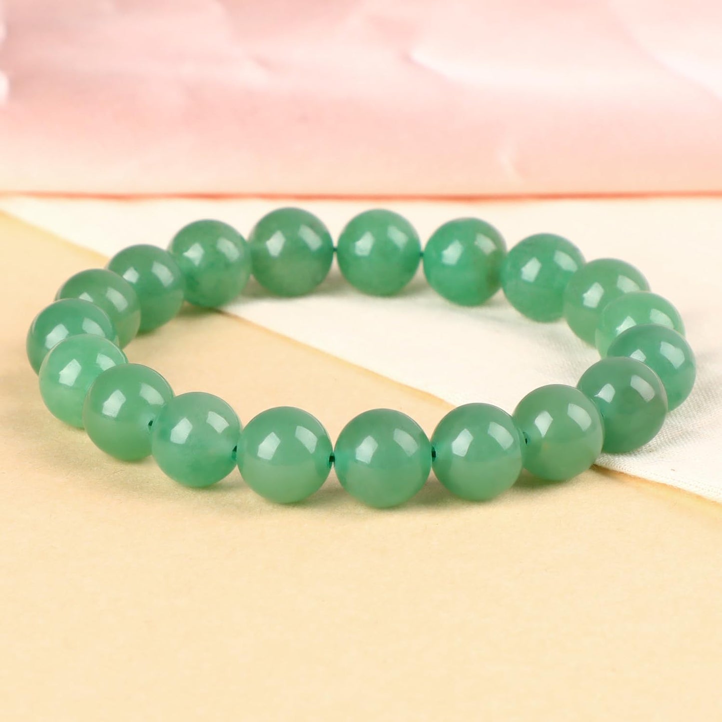 LPBeads Handmade Natural Gemstone Stretch Elastic 10mm Green Aventurine Bracelet Healing Crystal Round Stone Beads Jewelry Gifts for Women Men