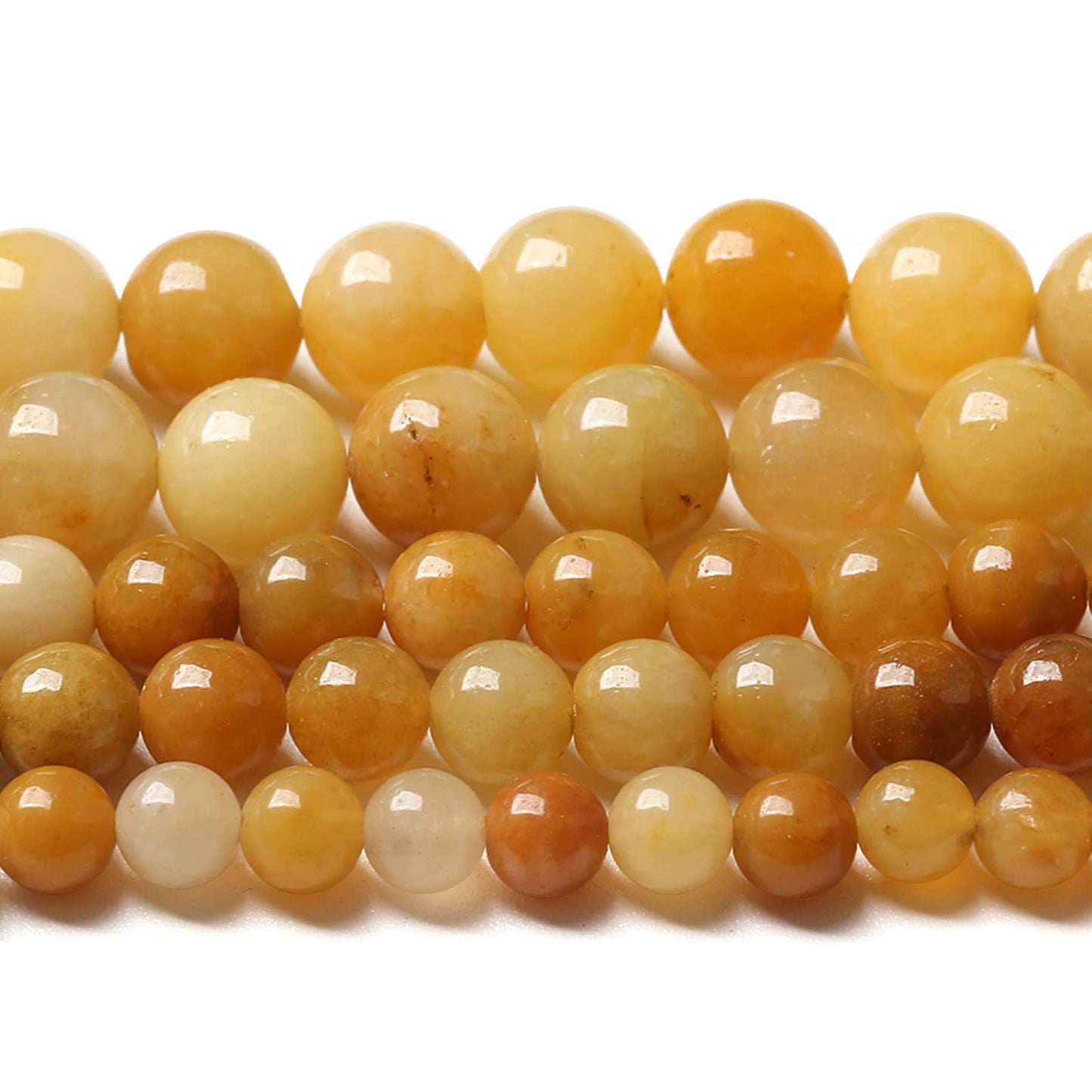 12MM 32PCS Natural Stone Yellow Jade Loose Beads for Jewelry Making DIY Bracelet 1 Strand