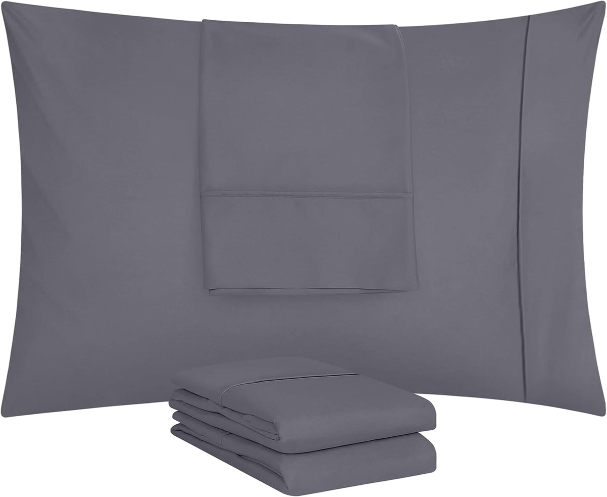 Utopia Bedding King Pillow Cases - 4 Pack - Soft Brushed Microfiber - Fade Resistant 20 X 40 Inches | Grey