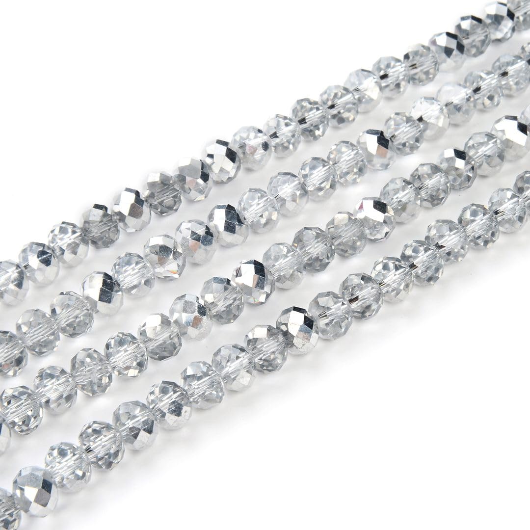 1000pcs Czech Faceted Rondelle Crystal Glass Loose Beads 6mm Spacer Bulk Silver Shade for DIY Craft Jewelry Making CCR632
