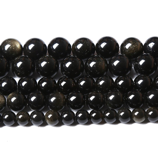 4MM 86PCS Natural Stone Golden Obsidian Loose Spacer Beads for Jewelry Making DIY Bracelet