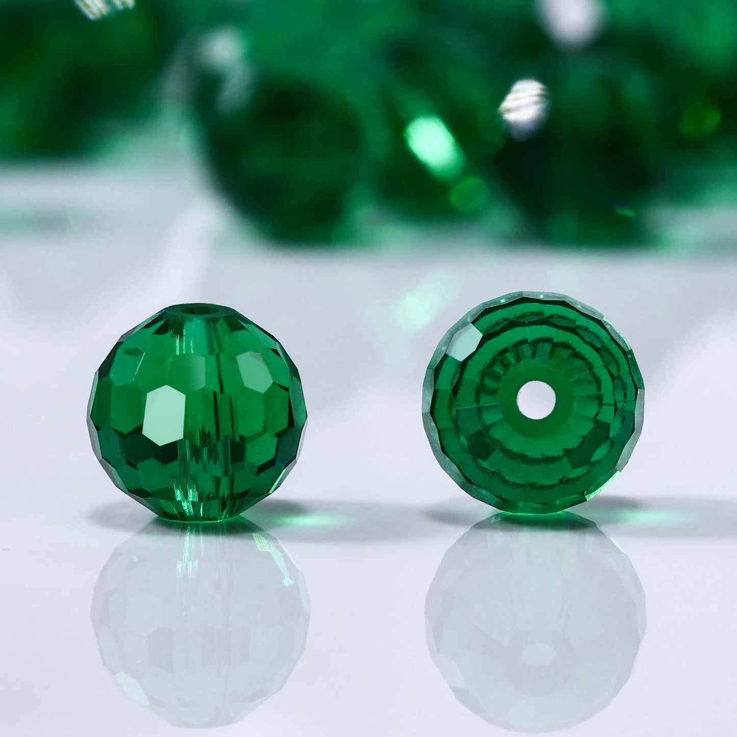 Dowarm 10MM Round Crystal Beads for Jewelry Making, Faceted Glass for Crafts Bracelet Wind Chimes Suncatcher, #5003 Rondelle Spacer, Loose Gemstones, 50PCS, Malachite Green
