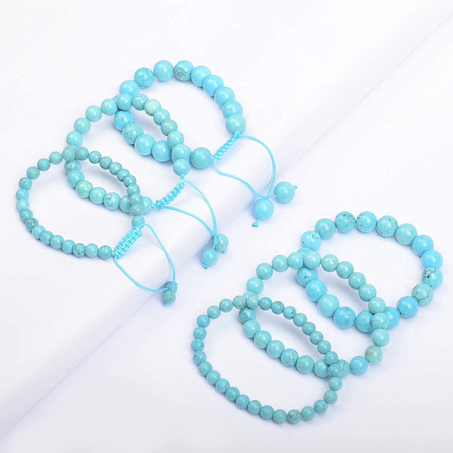 AD Beads Natural Gemstone Round Loose Beads 15" for Bracelet Necklace Earrings Jwelery Making Crafts DIY (6mm, Blue Turquoise)