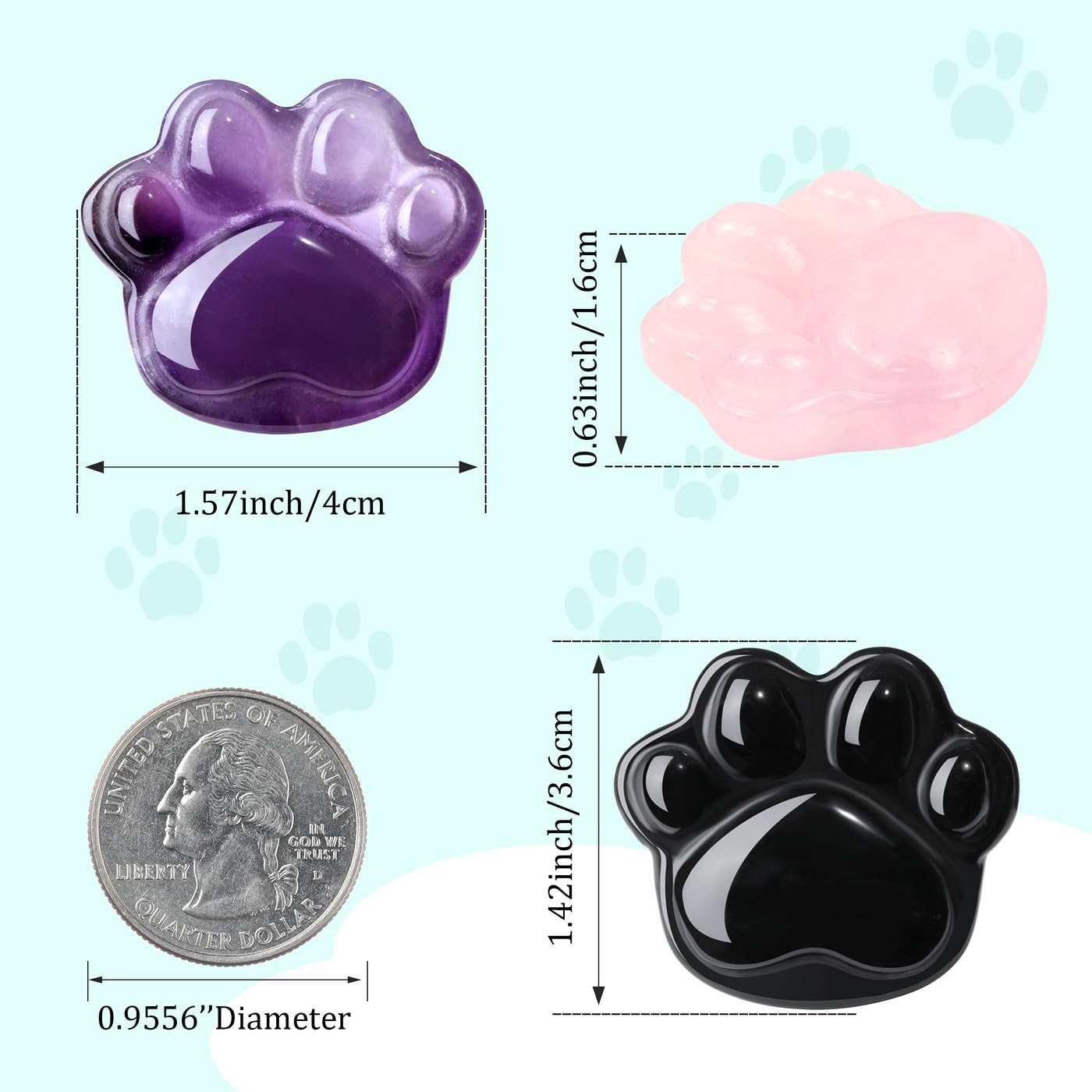 NUKAYAI Opal Opalite Cat Paw Crystal Figurines Worry Stones Carved Statue for Healing Crystals Decoration Spiritual Meditation Accessories Sculpture Kitten for Cat Lovers Women