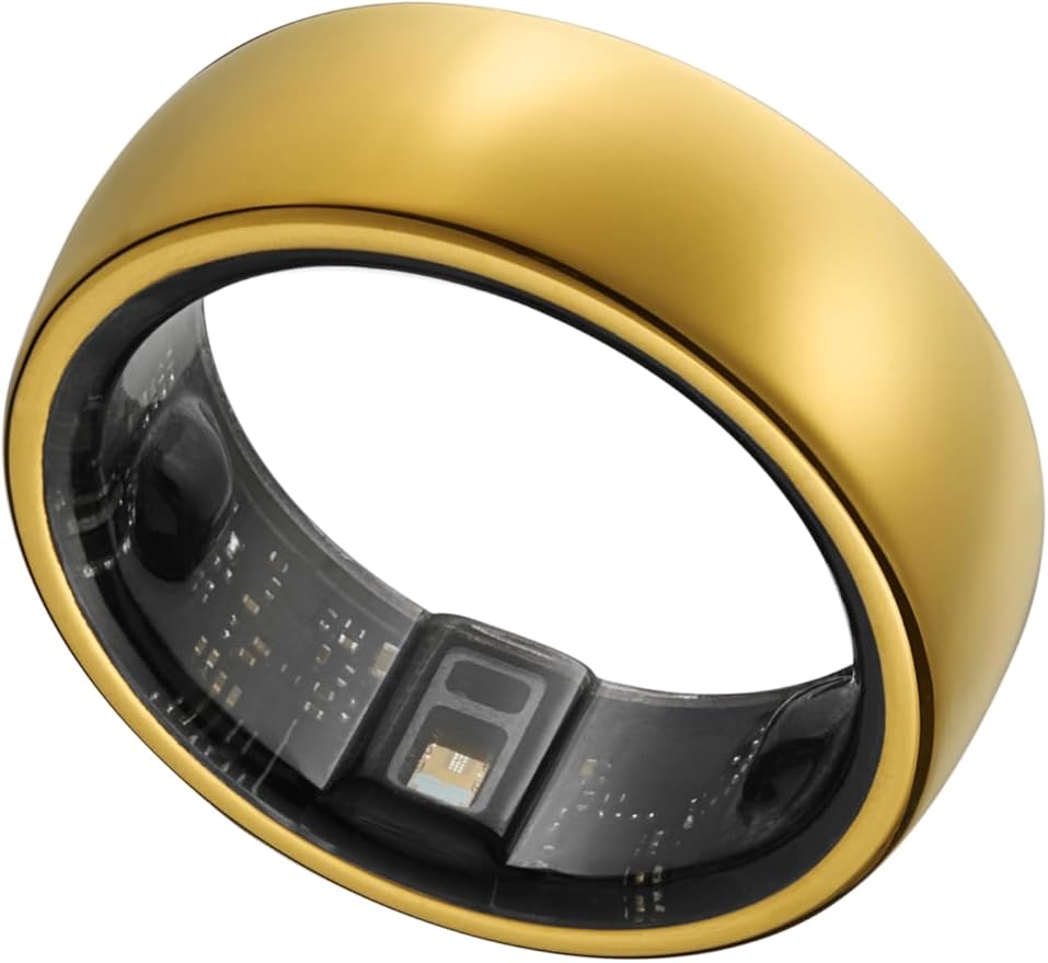 Smart Ring, Activity Trackers, Sleep Ring, Fitness Tracking, Stress Tracker, Heart Rate, Meditation, Temperature, Respiratory, No App Subscription, Women, Men, iOS, Android (Golden, 11)