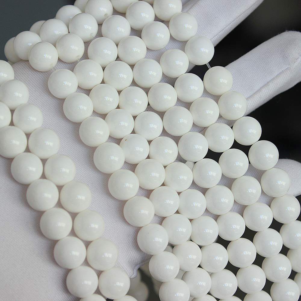 MJDCB 7A Natural Deep Sea White Shells Round Stone Beads for Jewelry Making DIY Bracelet Necklace (4mm)