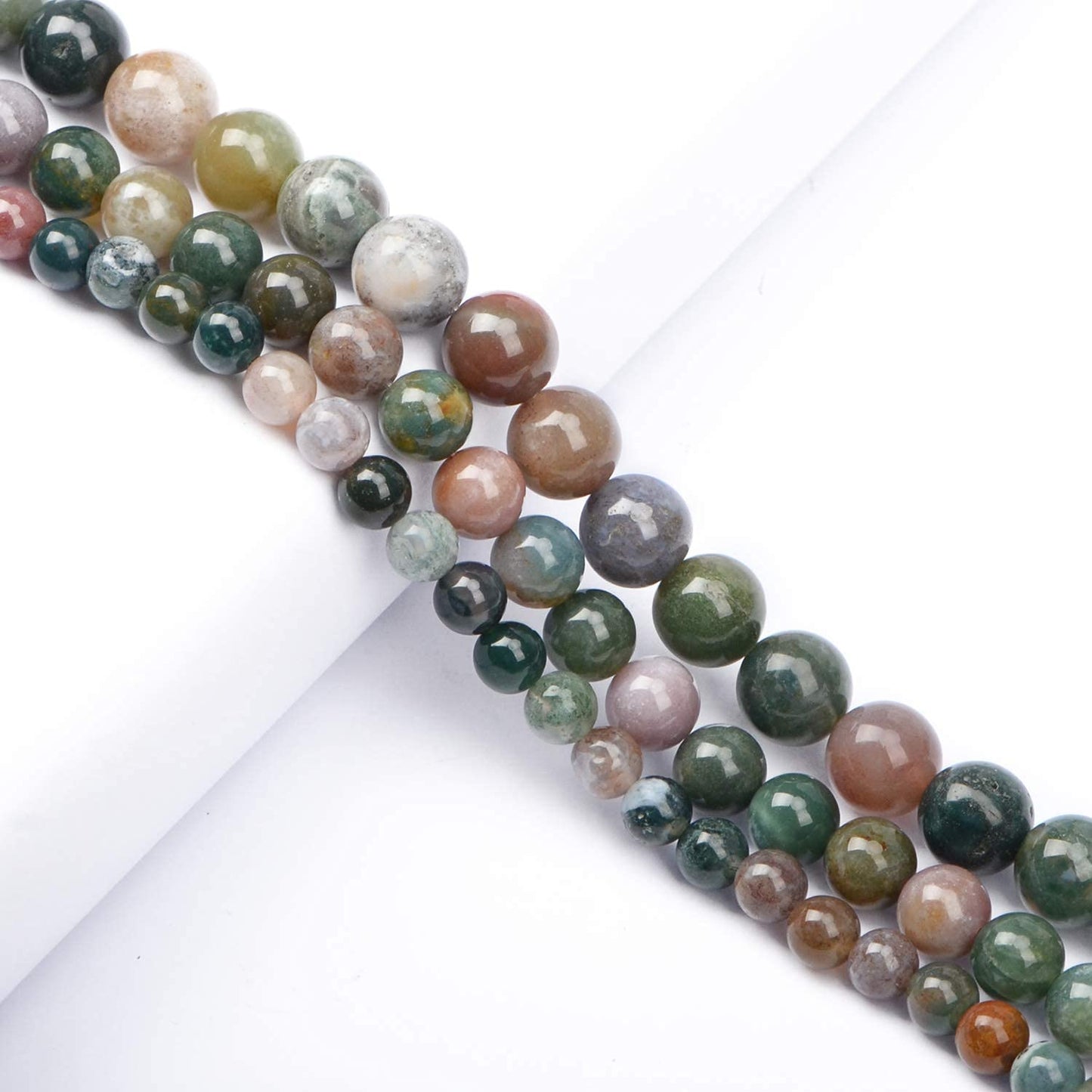 AD Beads Natural Gemstone Round Loose Beads 15" for Bracelet Necklace Earrings Jwelery Making Crafts DIY (8mm, Indian Agate)