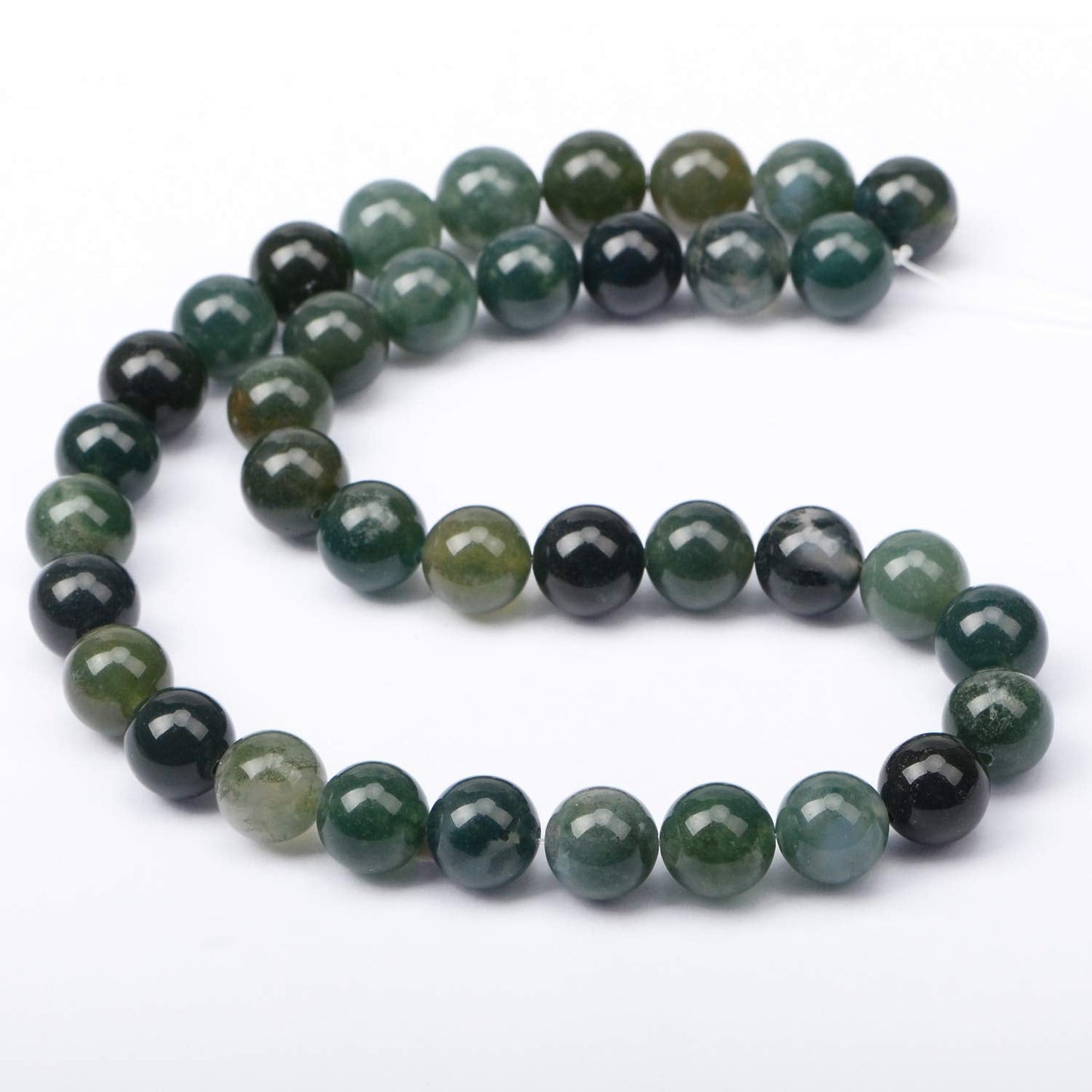 AD Beads Natural Gemstone Round Loose Beads 15" for Bracelet Necklace Earrings Jwelery Making Crafts DIY (10mm, Moss Agate)