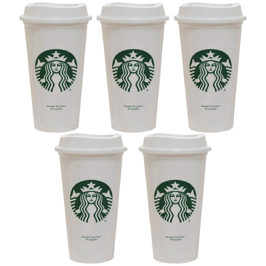 Starbucks Set of 5 16oz Reusable Hot Cups with Lid