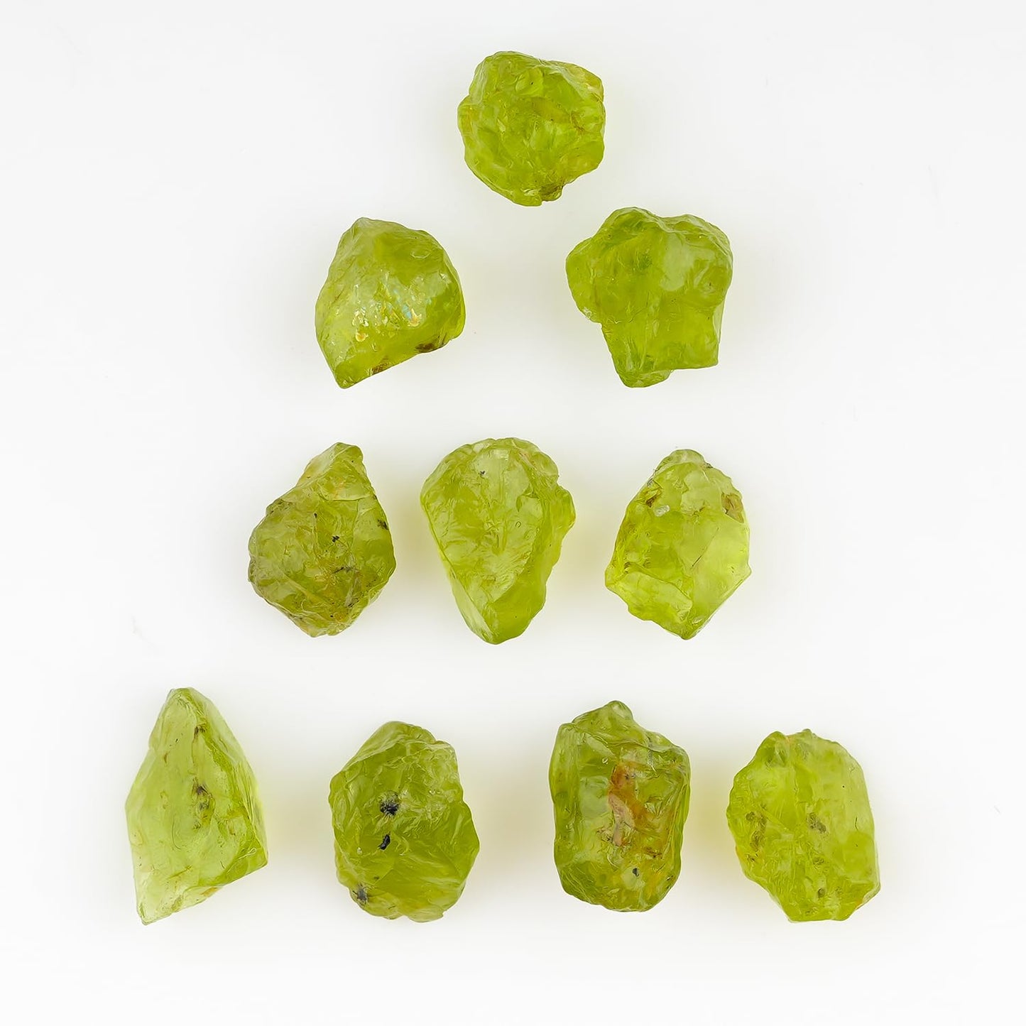 ColouredRocks 30 carats. PERIDOT Crystals, Raw Stones, Rough Gemstones, Jewelry Making Supply, Cabbing, Polishing, Cutting, DIY, Crafts (8-9 pcs.) (5-6 mm.)
