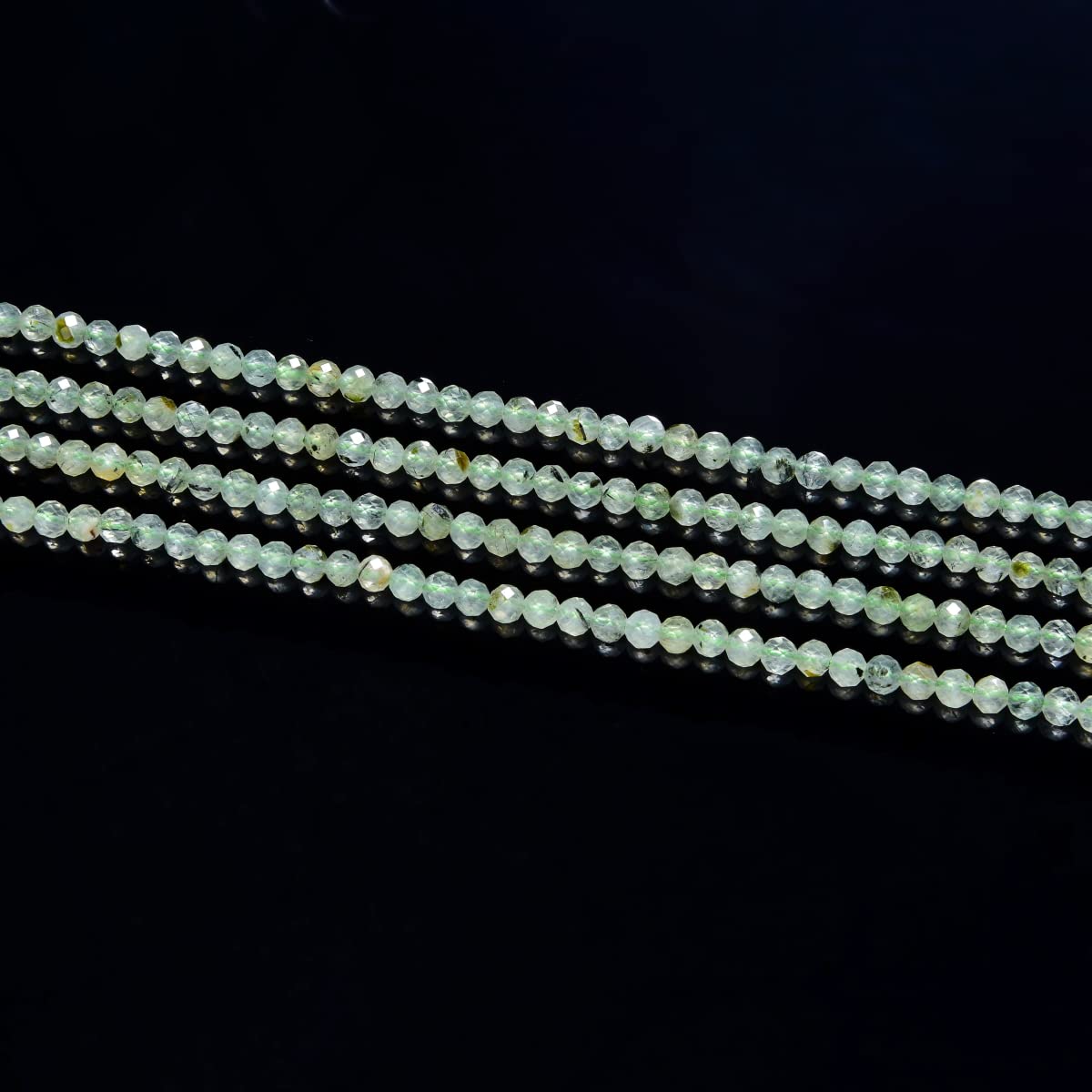 Adabele 15 Inch Natural Green Prehnite Healing Gemstone 4mm (0.16 Inch) Tiny Small Faceted Round Loose Beads Stone Spacer (85-95pcs) for Craft Jewelry Making GK4-12