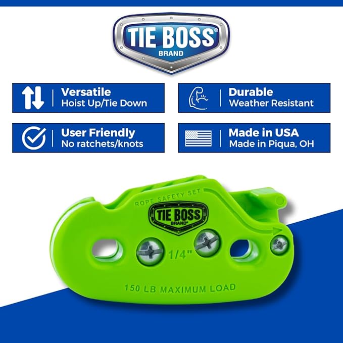 Tie Boss Kayak Hanger, Cargo Ceiling Storage, Overhead Storage, Watercraft Garage Storage, Hoist System. Green
