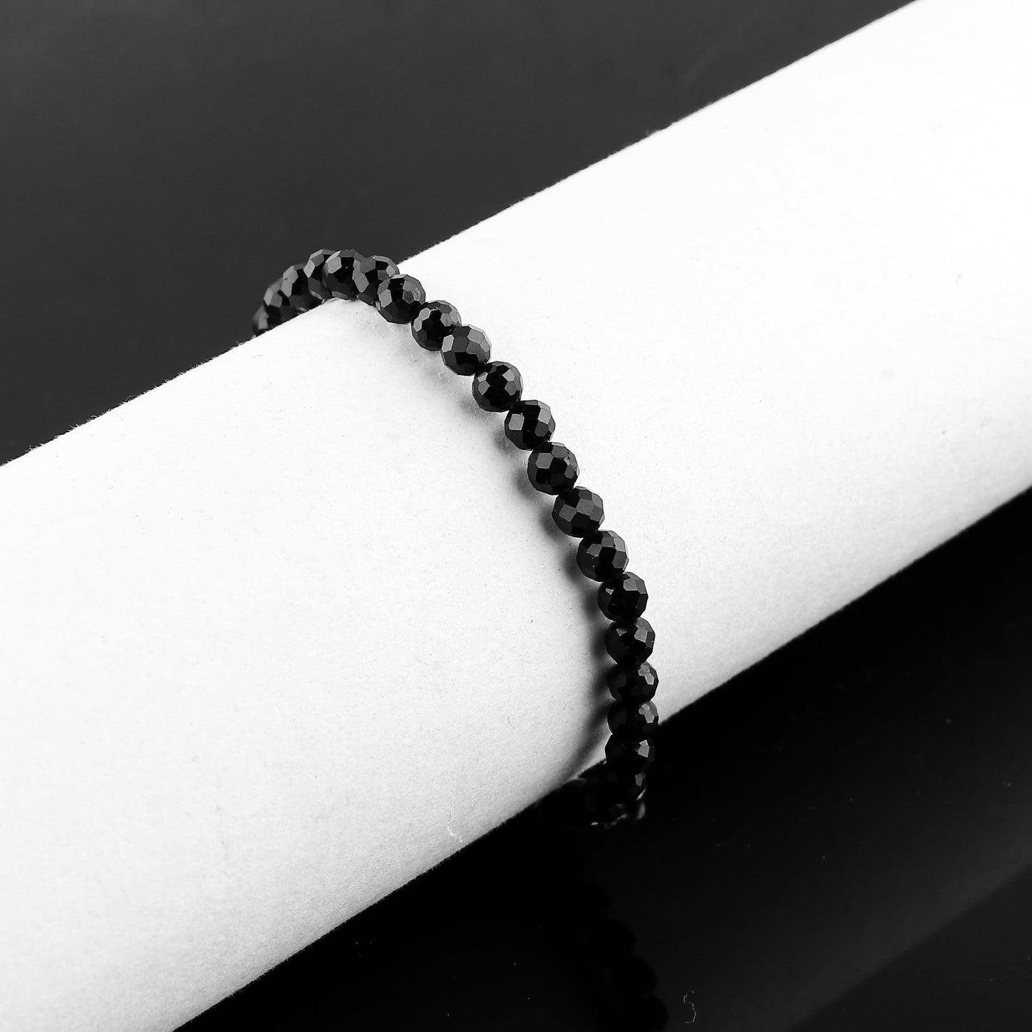 CRYSTALINES Natural Black Tourmaline Gemstone Bolo Bracelets, Handmade Jewelry, Healing Crystals Beads, October Birthstone, Silver Plated Chain, Birthday Gift for Women, Size - 10inch