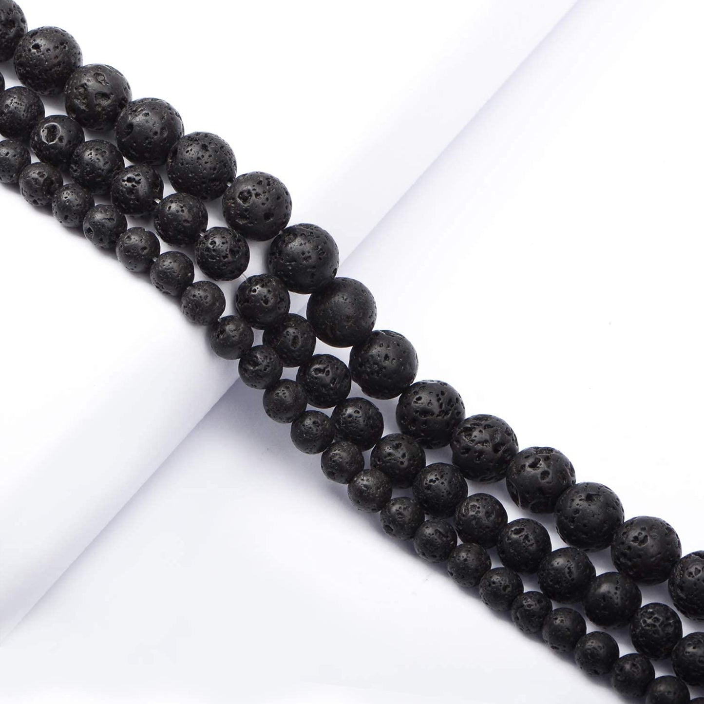 AD Beads Natural Gemstone Round Loose Beads 15" for Bracelet Necklace Earrings Jwelery Making Crafts DIY (6mm, Black Lava Stone)