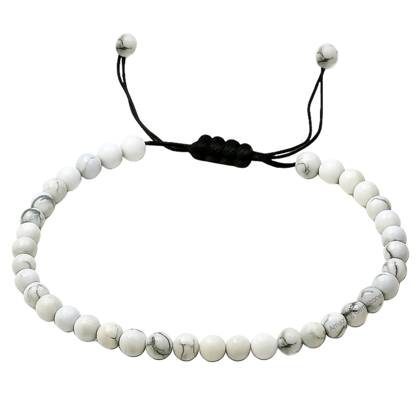 Amazing Gemstone Howlite Anklet Ankle Bracelets for Women - Waterproof Beaded Healing Crystal Anklets, Plus Size Chakra Gemstone Bead Anklet (Stretchy Adjustable - Plain)