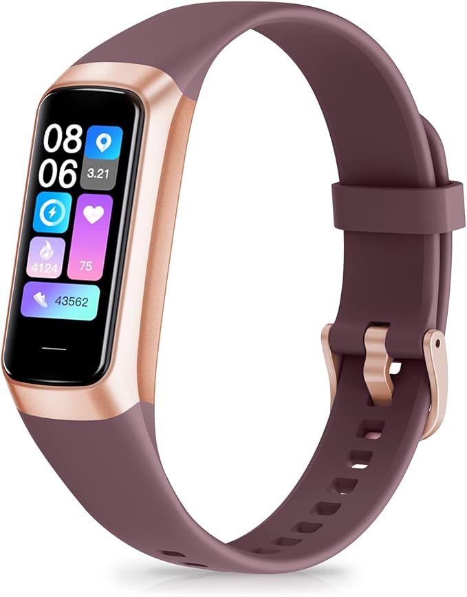 Fitness Tracker with 24/7 Heart Rate, Blood Oxygen Blood Pressure Sleep Monitor, Activity Trackers 5 ATM Waterproof,Step Calorie Counter Pedometer Health Smart Watch for Women Men Bordeaux