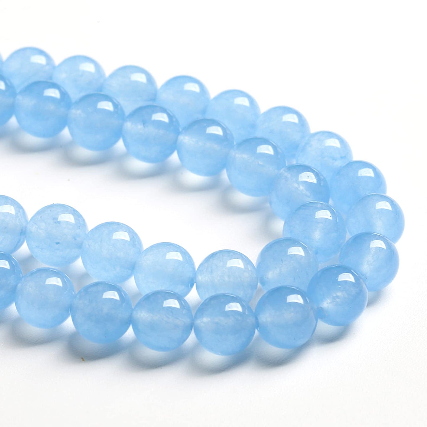 10MM 38PCS Blue Aquamarine Chalcedony Spacer Loose Beads for Jewelry Making DIY Bracelet Necklace